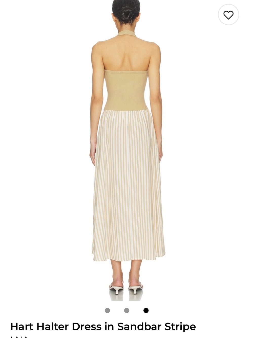 LNA Hart Halter Maxi Dress in Sandbar Stripe (Cream, Tan)